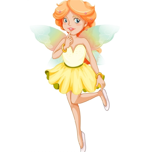 Yellow Dress Fairy with Rainbow Wings Cutout